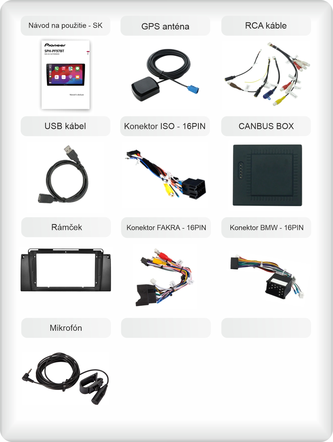 SK PŘÍSLUŠENSTVÍ pro autorádio Pioneer SPH-PF97BT pro BMW E53 manual s carplay a androidauto - evtech.sk
